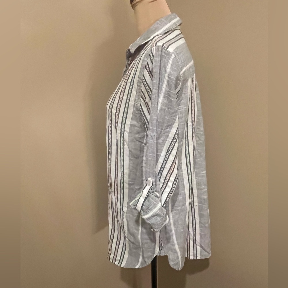 Soft Surroundings Brookhaven Aruba Striped Tunic Vibrant Embroidery, size Large - Picture 4 of 9